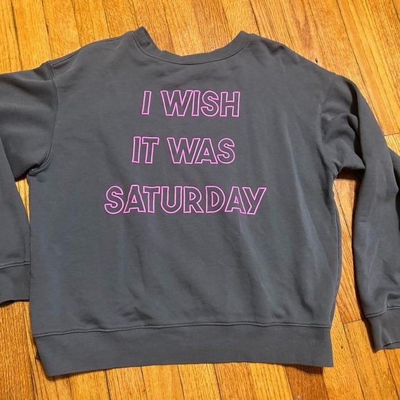 Wildfox Women's I Wish It Was Saturday Sweatshirt Gray Sizes M - Picture 6 of 7